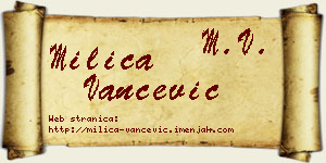 Milica Vančević vizit kartica